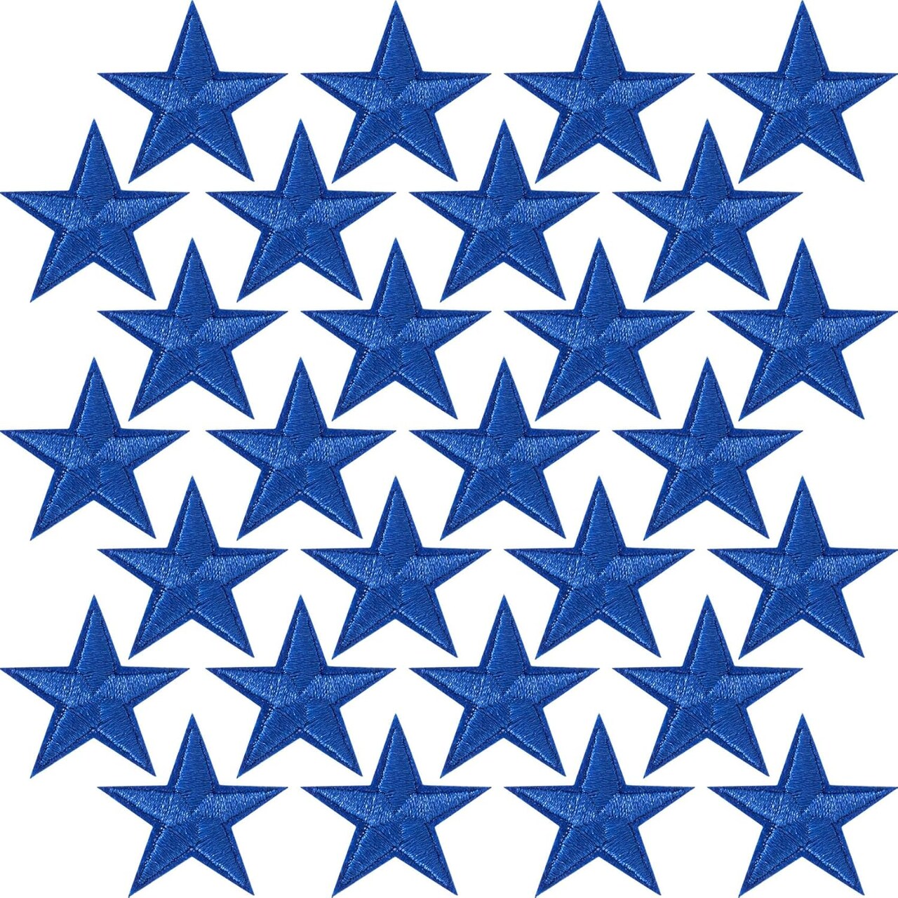 30pcs Blue Star Iron-On Patches – Embroidered Sew-On Fabric Appliques for Hats, Jackets, Clothes, Backpacks, DIY Decor & Repair, 1 Inch
